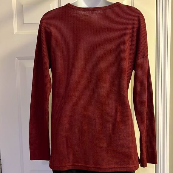 Unbranded Brick Red Pullover Long Sleeve Thermal Crew Neck Shirt- Small - Picture 3 of 8